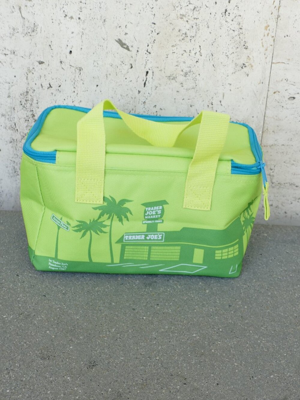 Trader Joe's Summer Insulated Mini Green with Palm Trees Tote